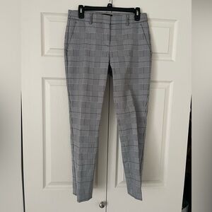 Theory Treeca Brant Check Plaid Pants Black white red size 4 office workwear